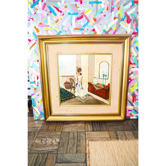 Israeli artist D.Hecht Woman by the Window Oil Painting - Picture 1 of 6